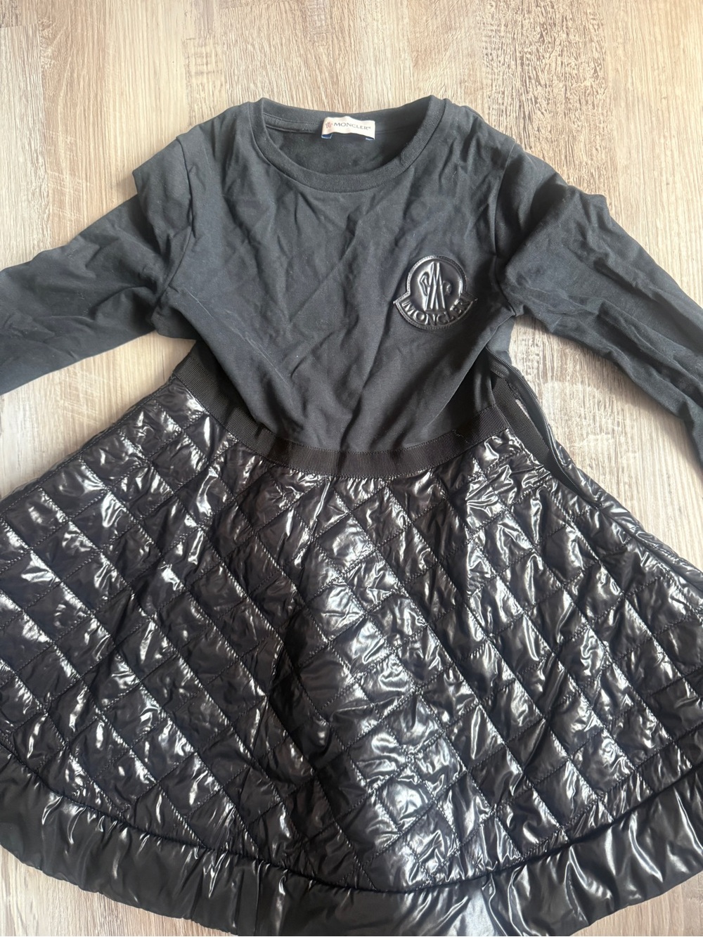 Moncler Black Quilted Skirt Long-Sleeve Top for Girls